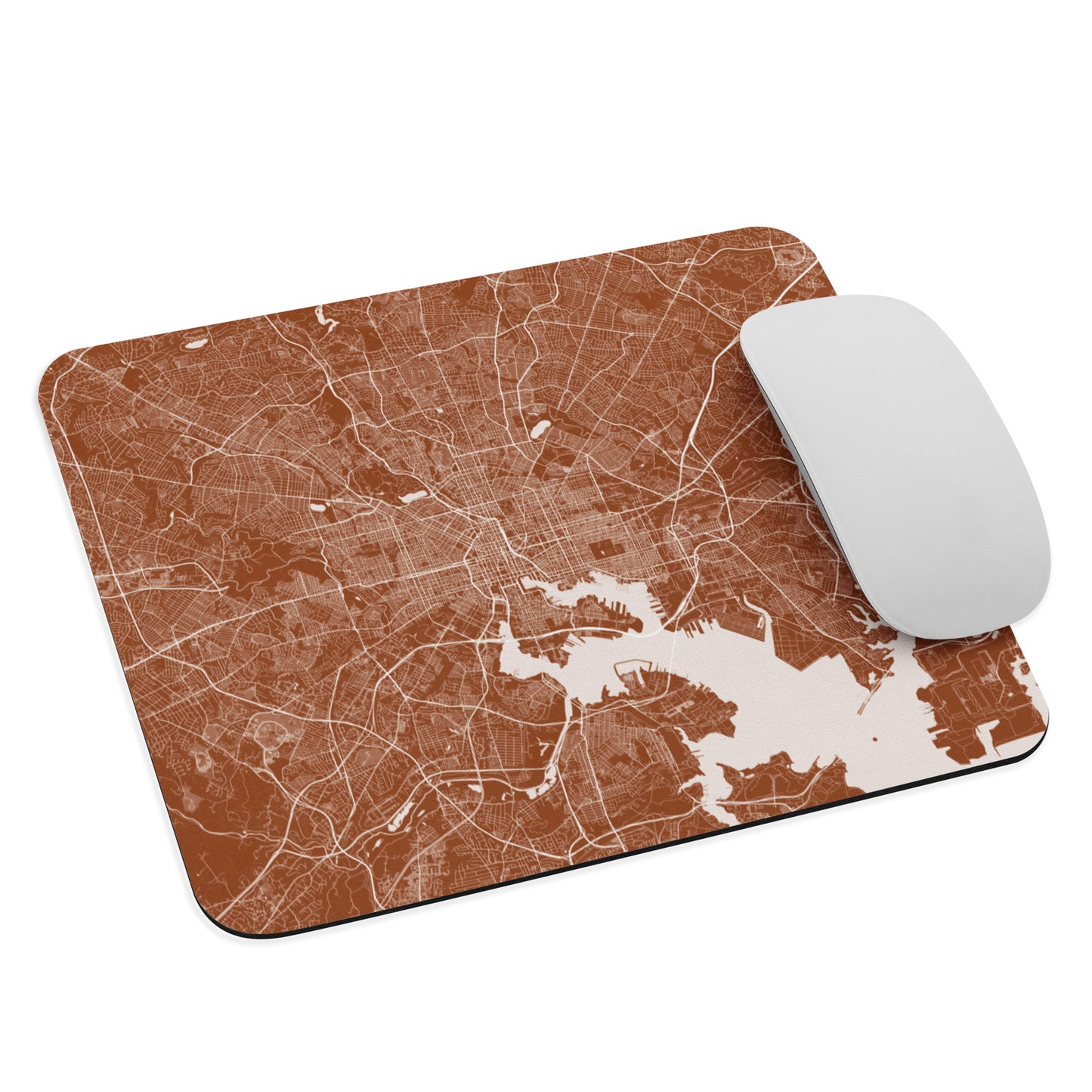 Baltimore Brown and White Map Mouse Pad