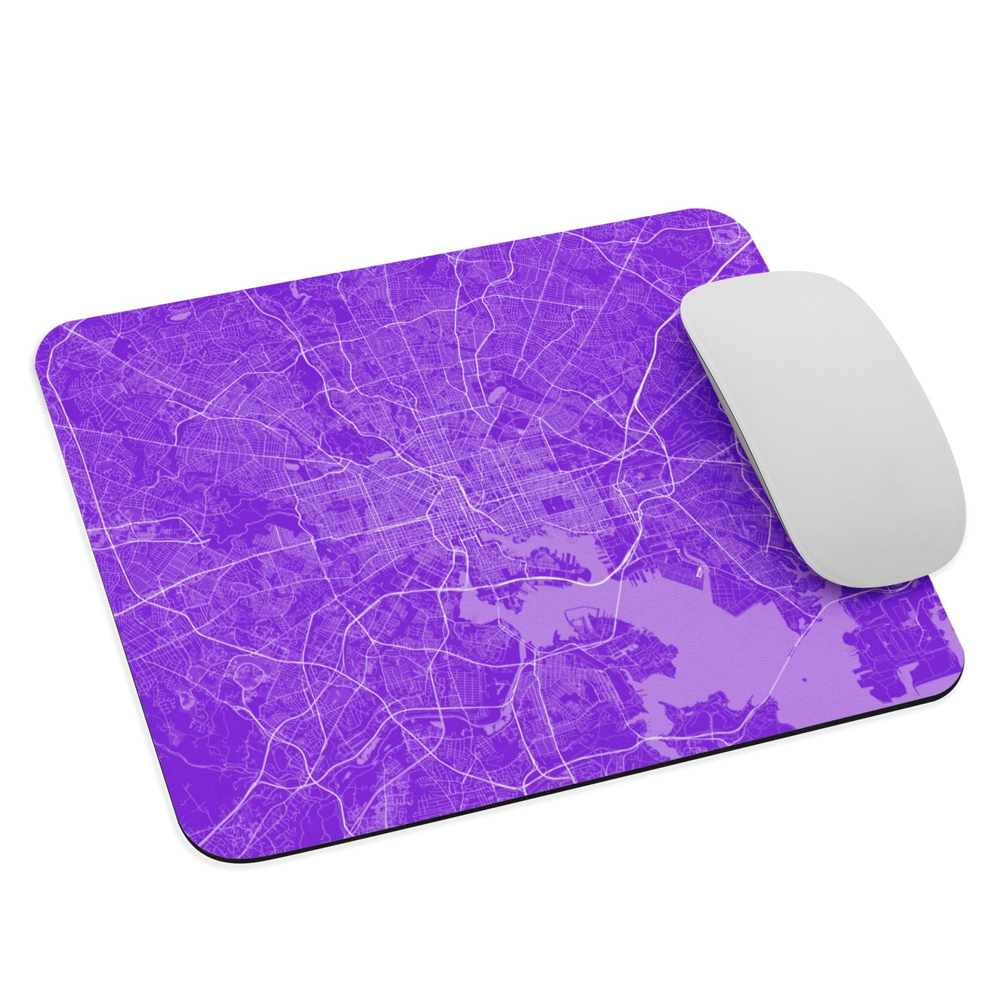 Baltimore Purple and White Map Mouse Pad