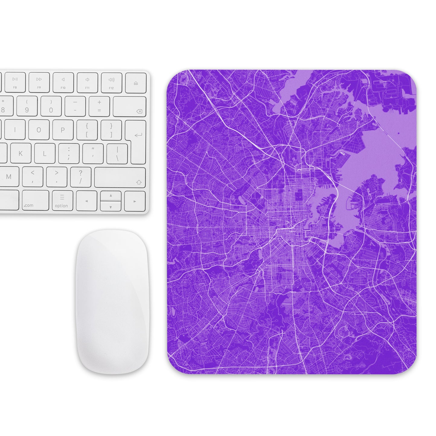Baltimore Purple and White Map Mouse Pad