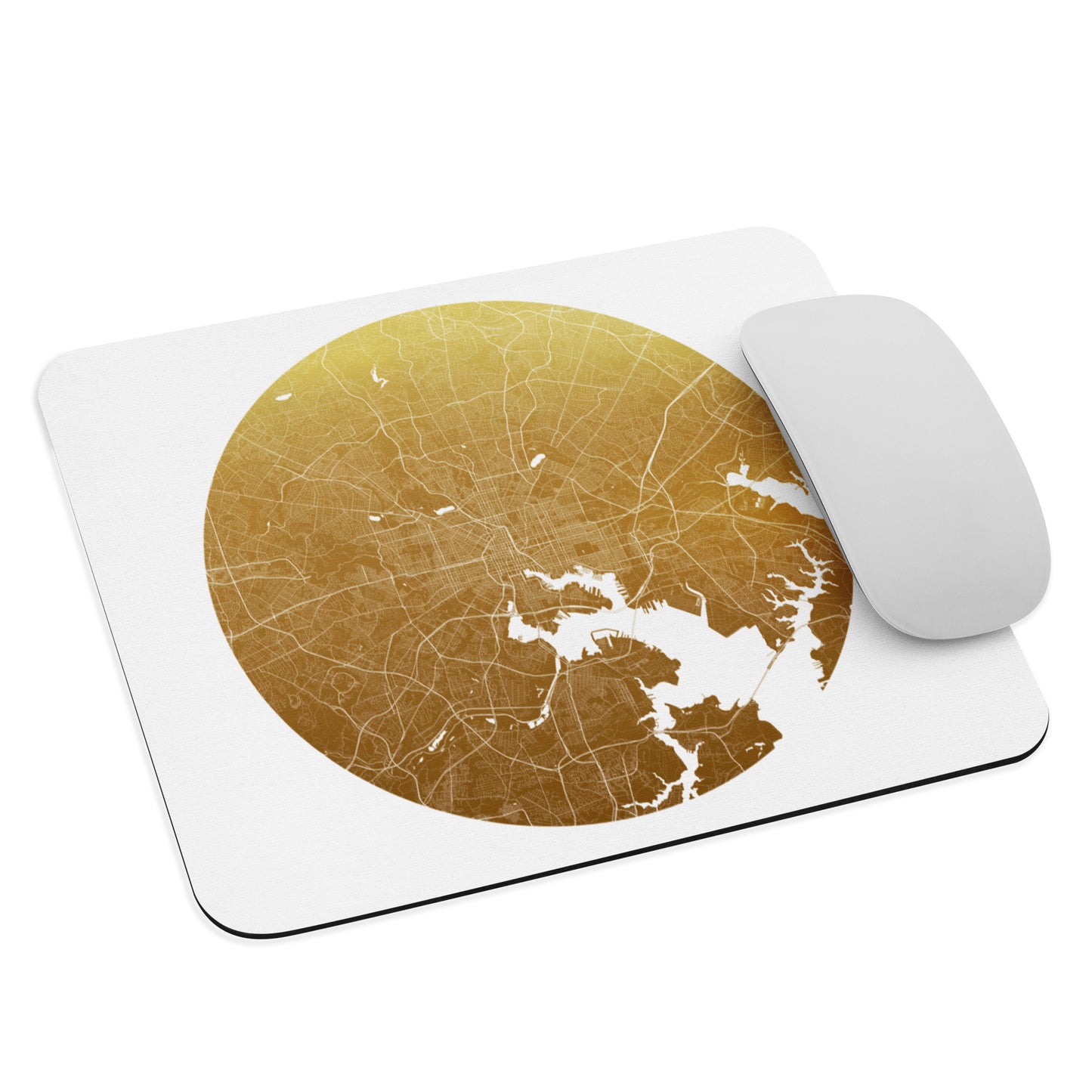 Baltimore Gold on White Map Mouse Pad