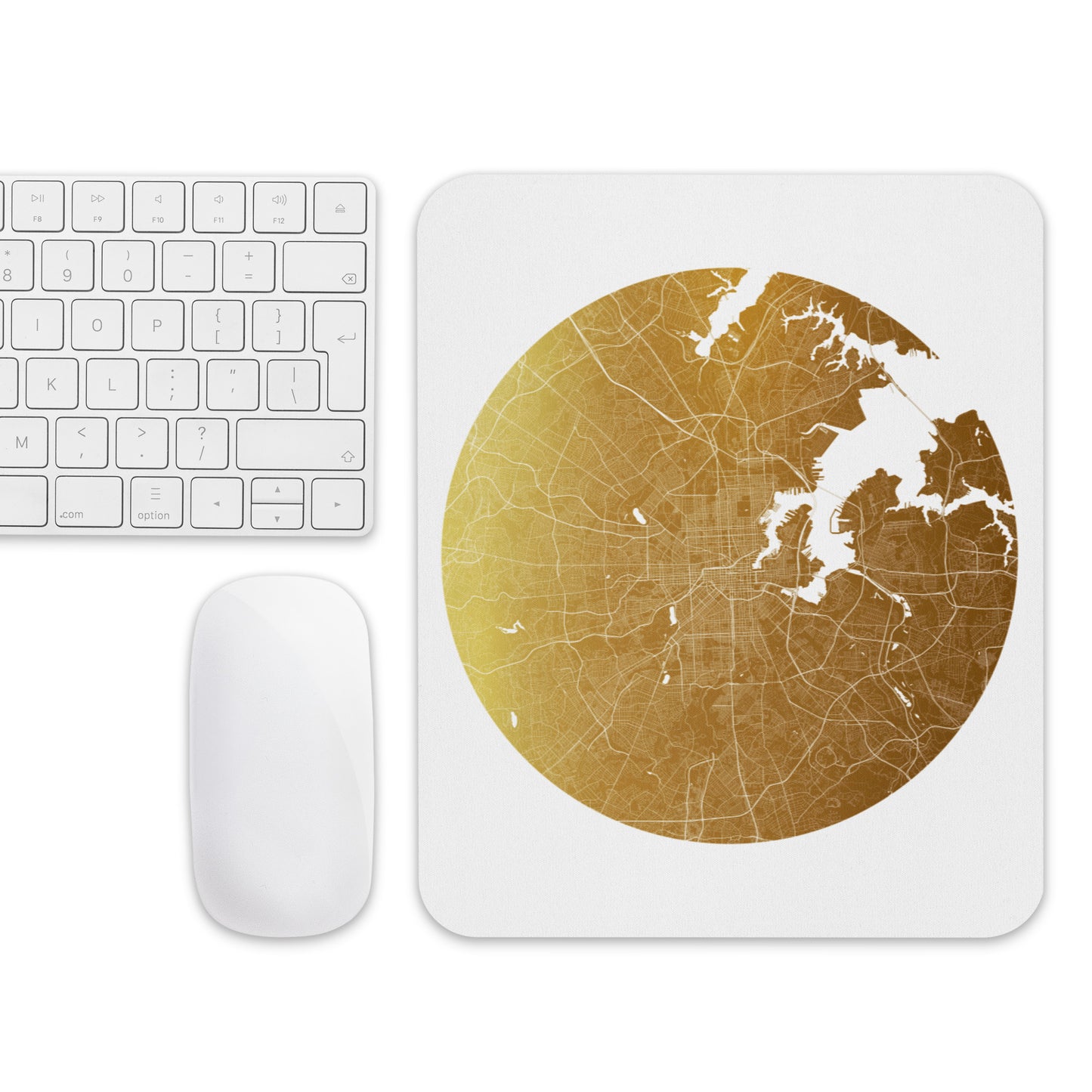 Baltimore Gold on White Map Mouse Pad