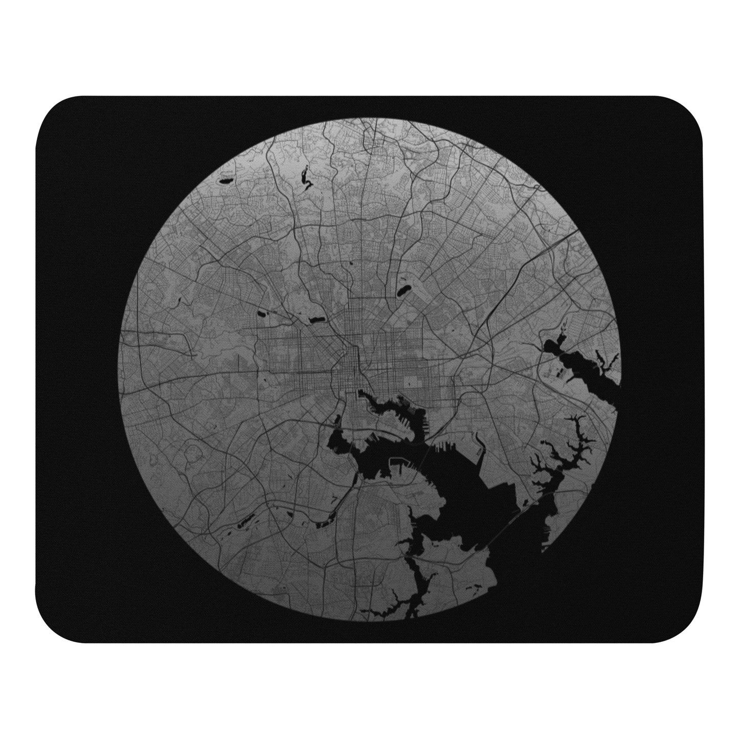 Baltimore Silver on Black Map Mouse Pad