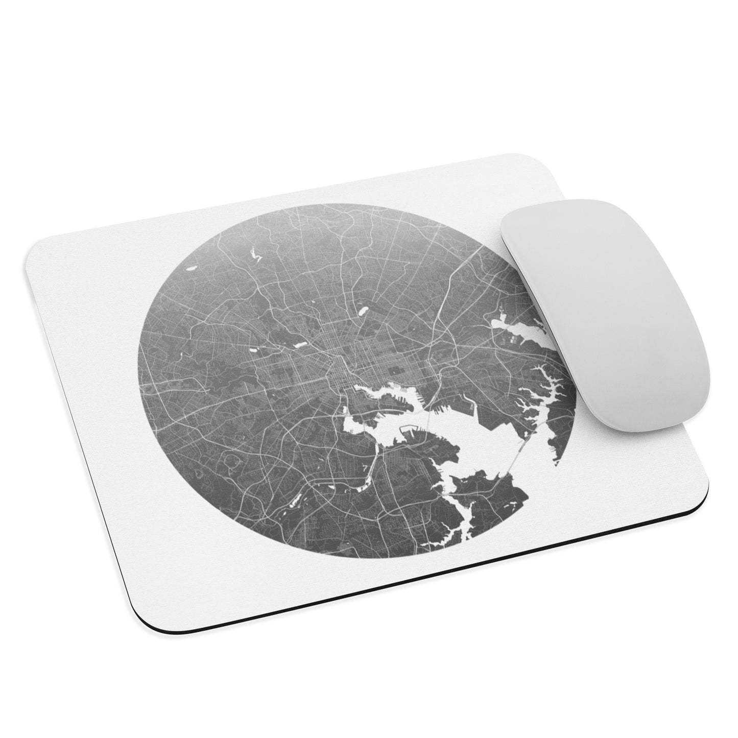 Baltimore Silver on White Map Mouse Pad