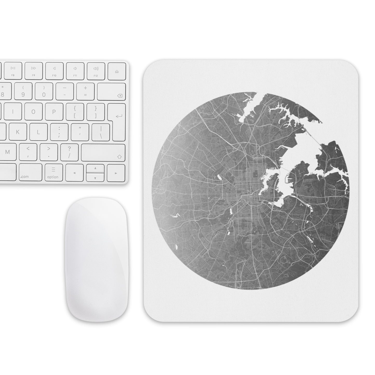 Baltimore Silver on White Map Mouse Pad