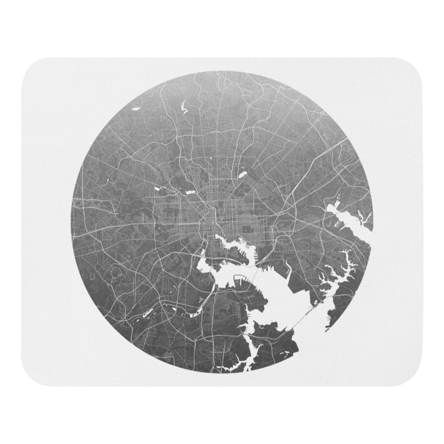 Baltimore Silver on White Map Mouse Pad