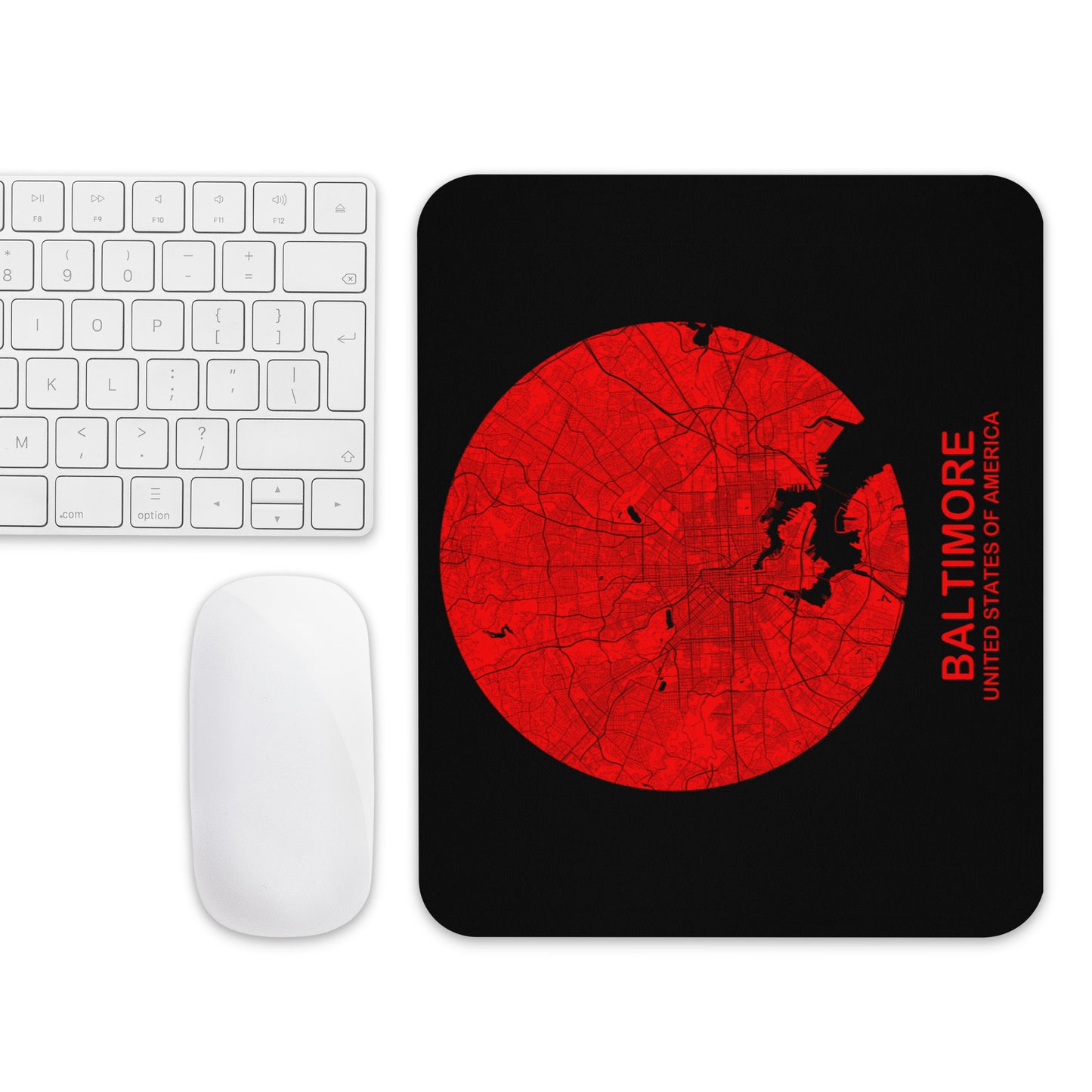 Baltimore Circular Red Map Mouse Pad