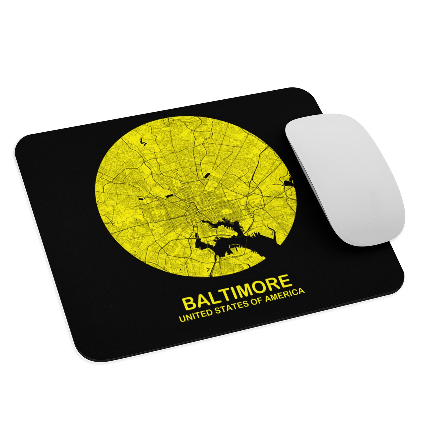 Baltimore Circular Yellow Map Mouse Pad