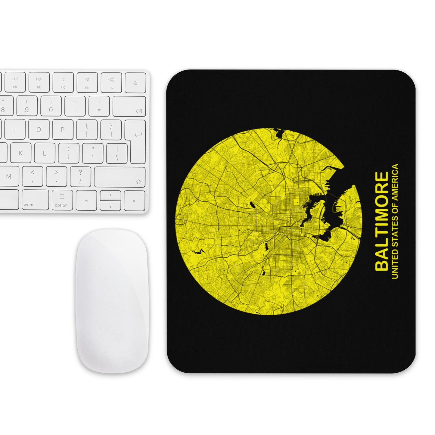Baltimore Circular Yellow Map Mouse Pad