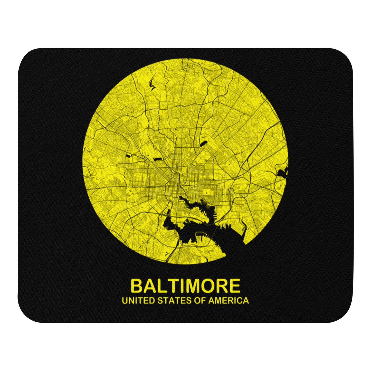 Baltimore Circular Yellow Map Mouse Pad