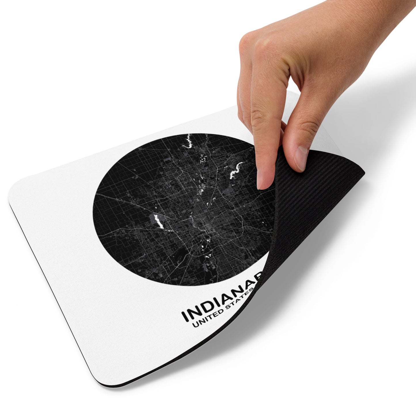 Indianapolis Circular Black Map Mouse Pad