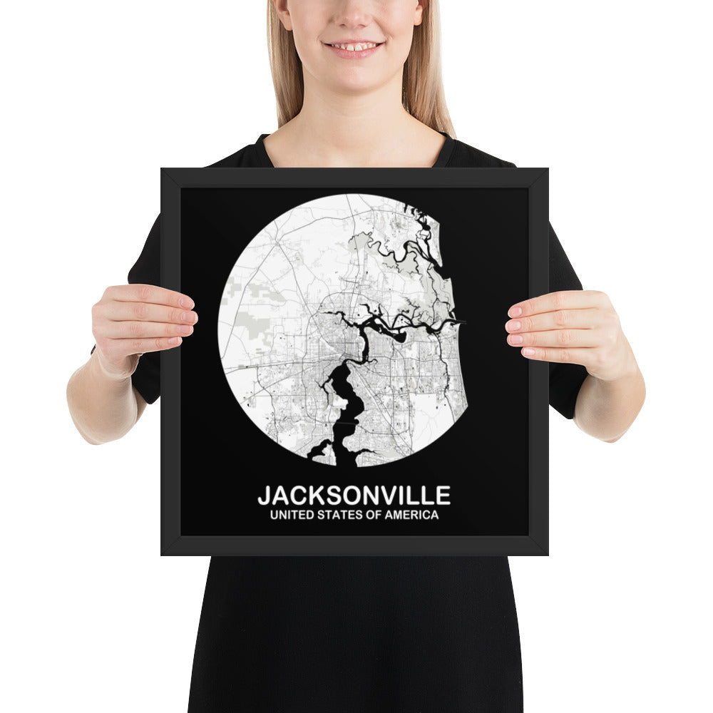 Jacksonville Circular White Framed Map