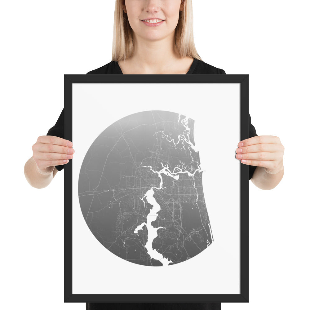 Jacksonville Silver on White Framed Map