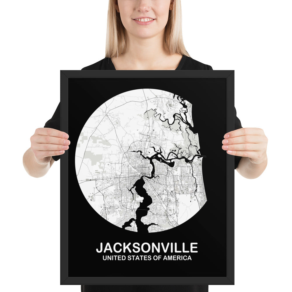 Jacksonville Circular White Framed Map