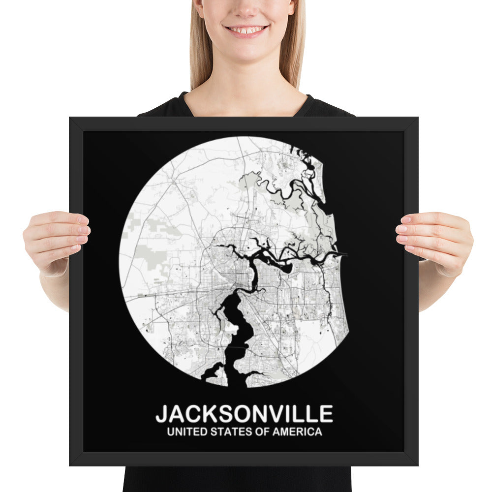 Jacksonville Circular White Framed Map