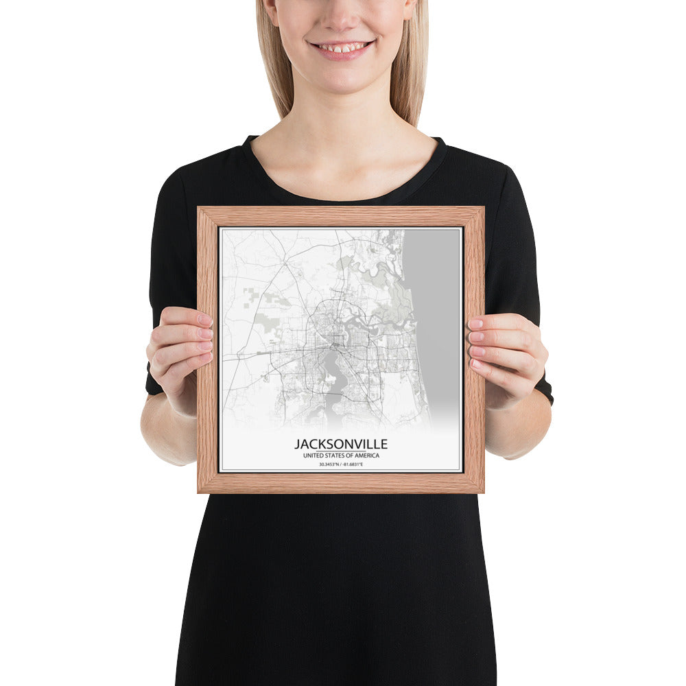 Jacksonville White Framed Map