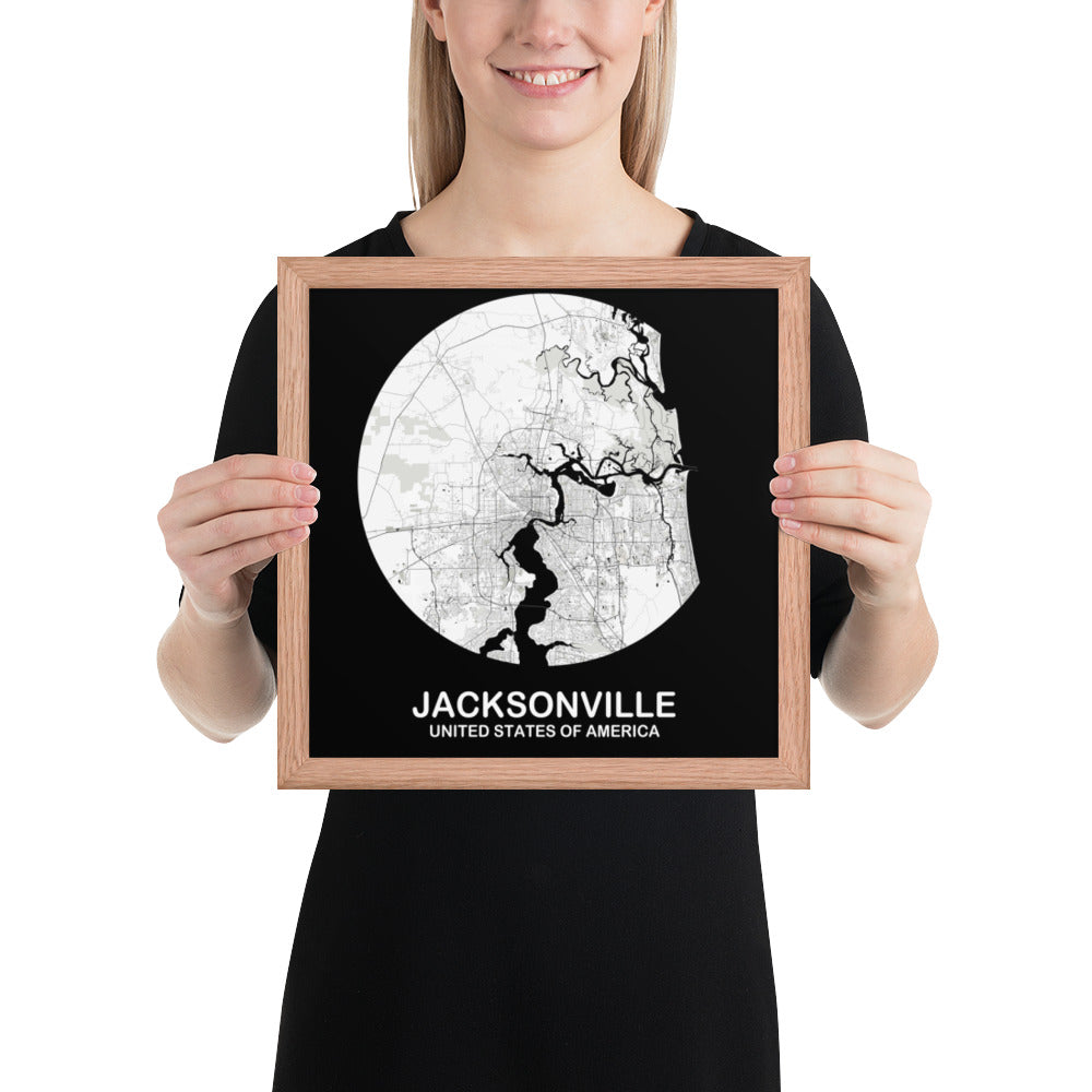 Jacksonville Circular White Framed Map