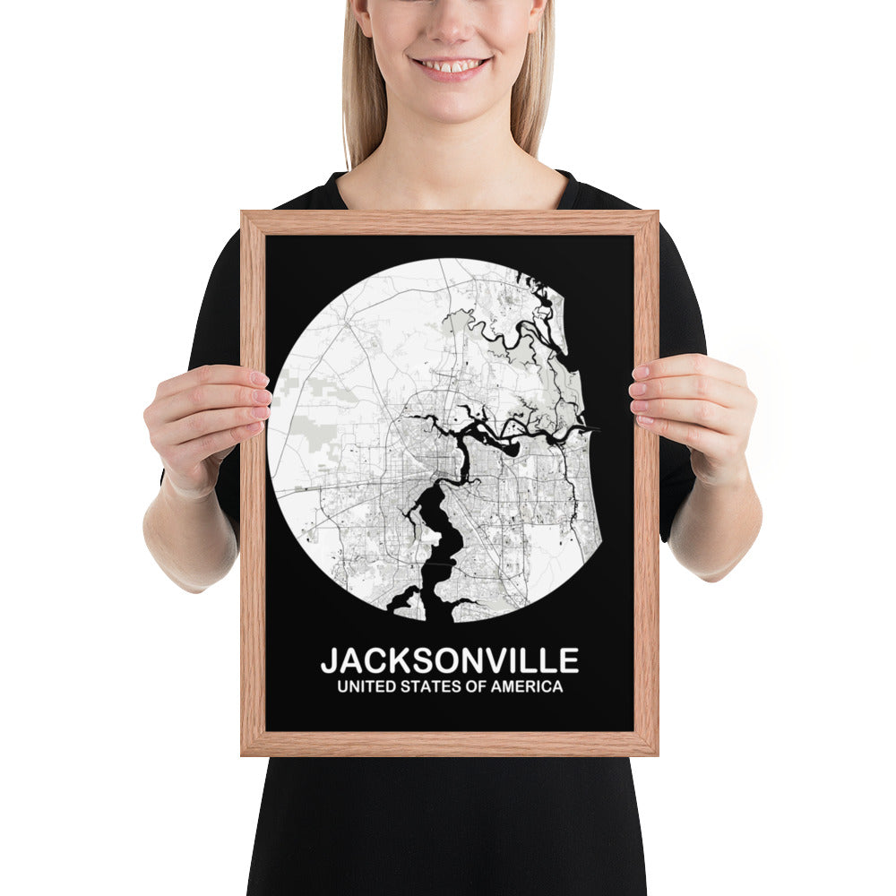 Jacksonville Circular White Framed Map