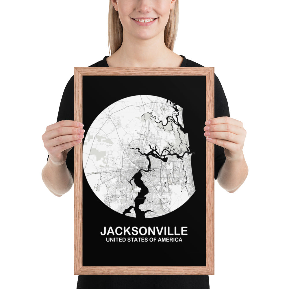 Jacksonville Circular White Framed Map