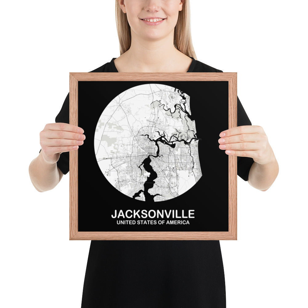 Jacksonville Circular White Framed Map