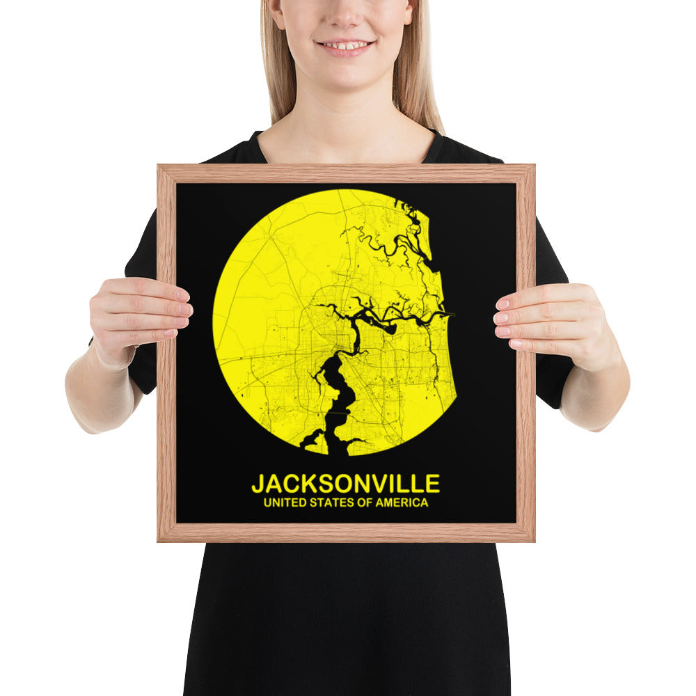 Jacksonville Circular Yellow Framed Map