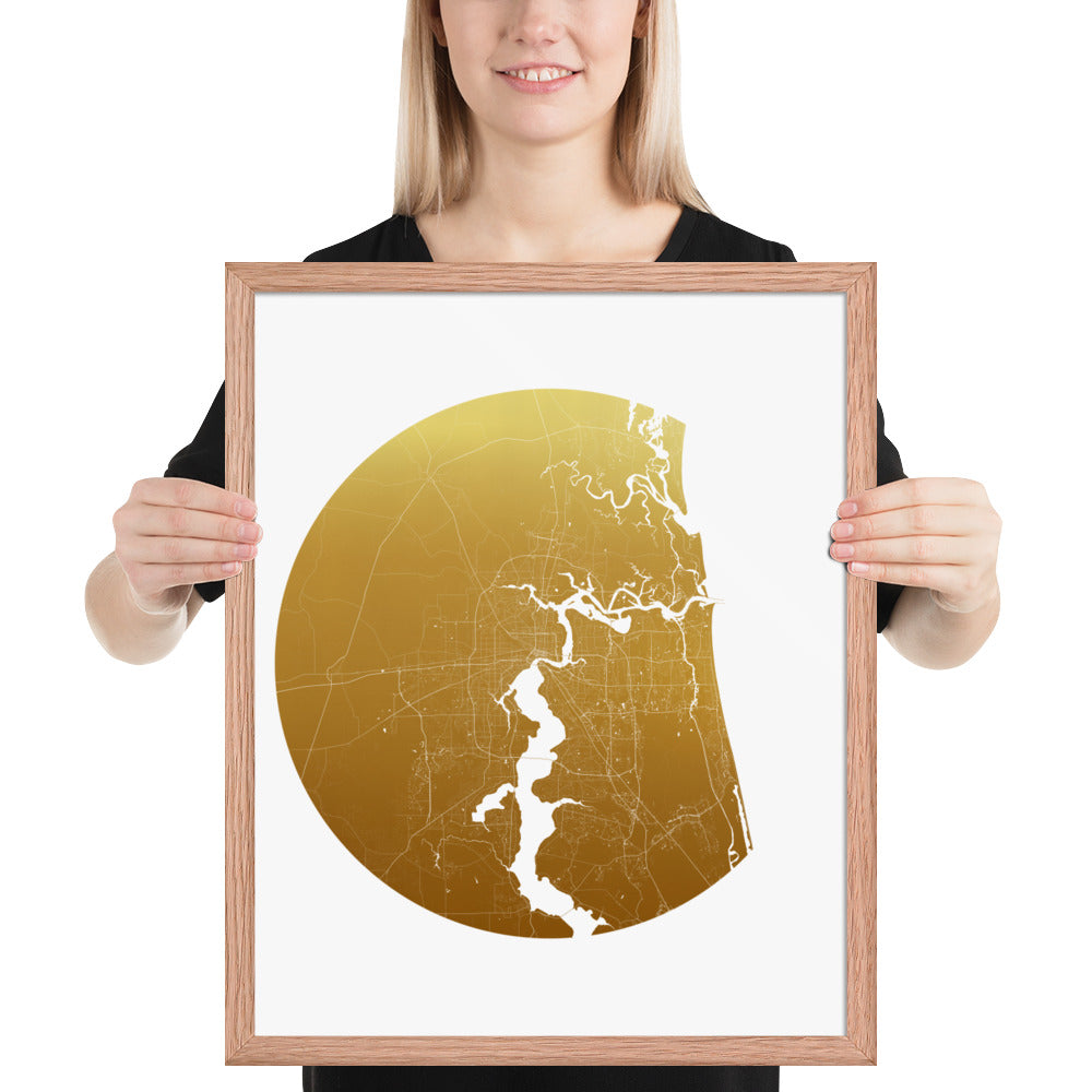 Jacksonville Gold on White Framed Map