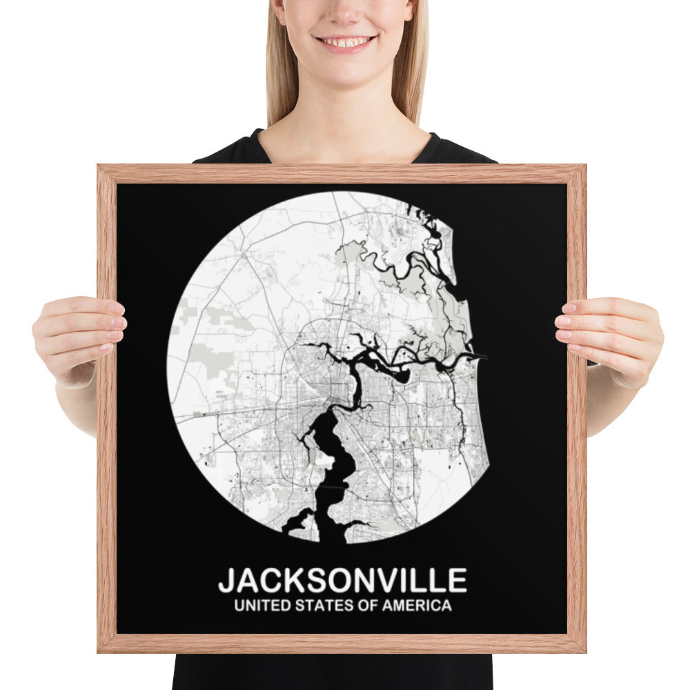 Jacksonville Circular White Framed Map