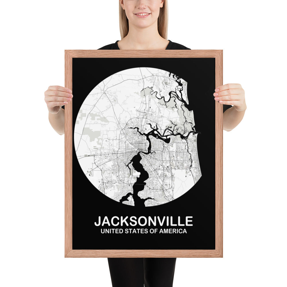 Jacksonville Circular White Framed Map