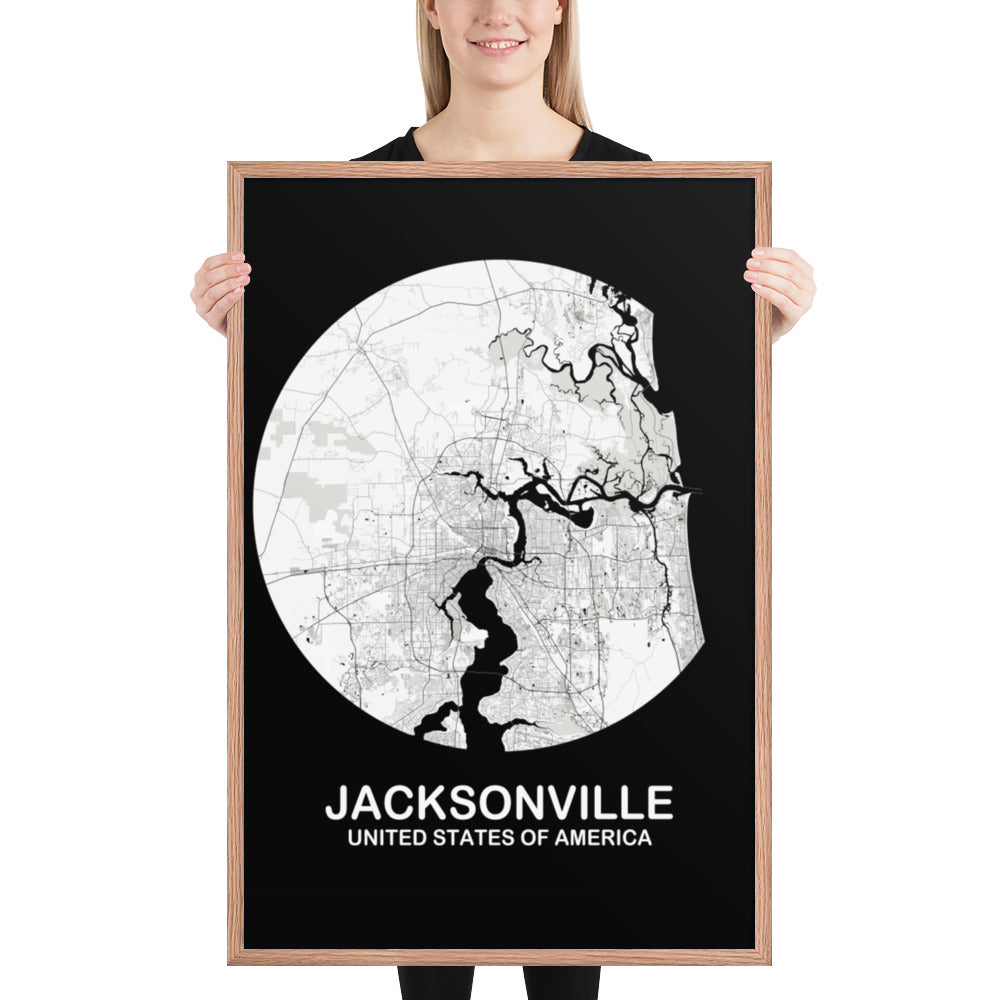 Jacksonville Circular White Framed Map