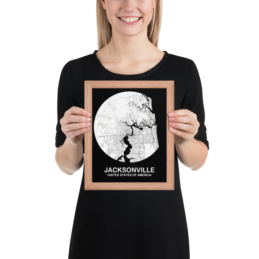 Jacksonville Circular White Framed Map
