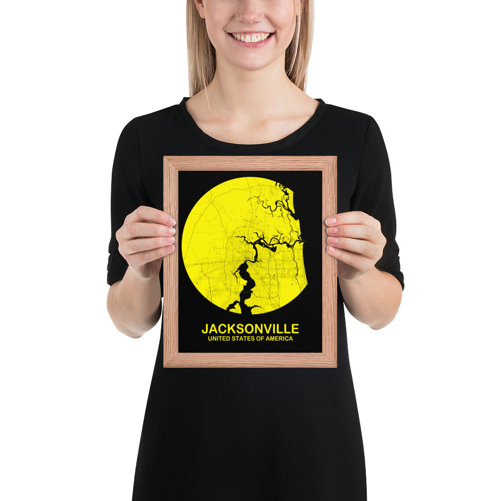 Jacksonville Circular Yellow Framed Map