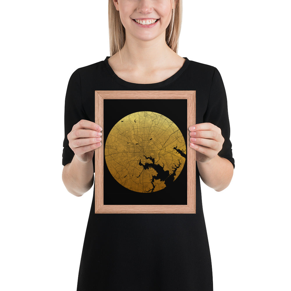 Baltimore Gold on Black Framed Map