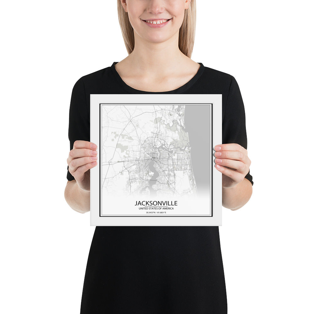 Jacksonville White Framed Map