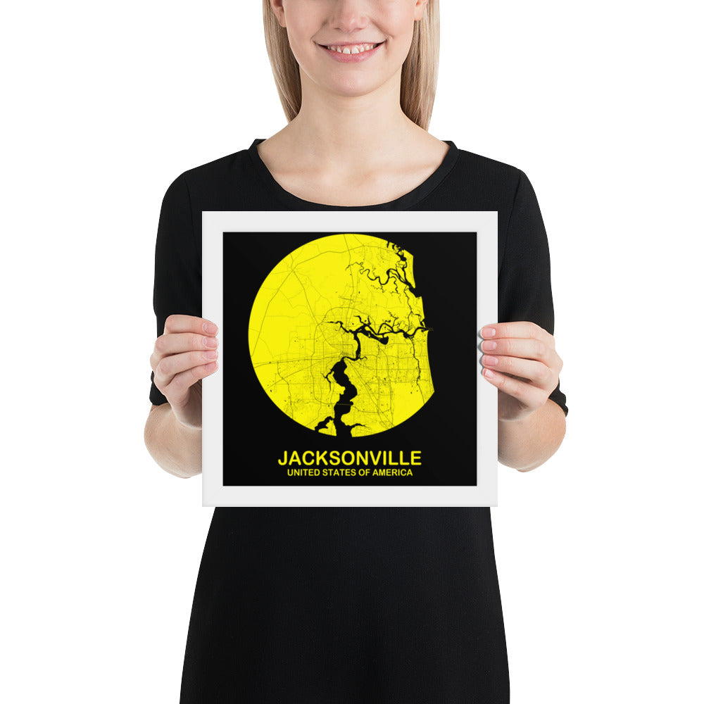 Jacksonville Circular Yellow Framed Map