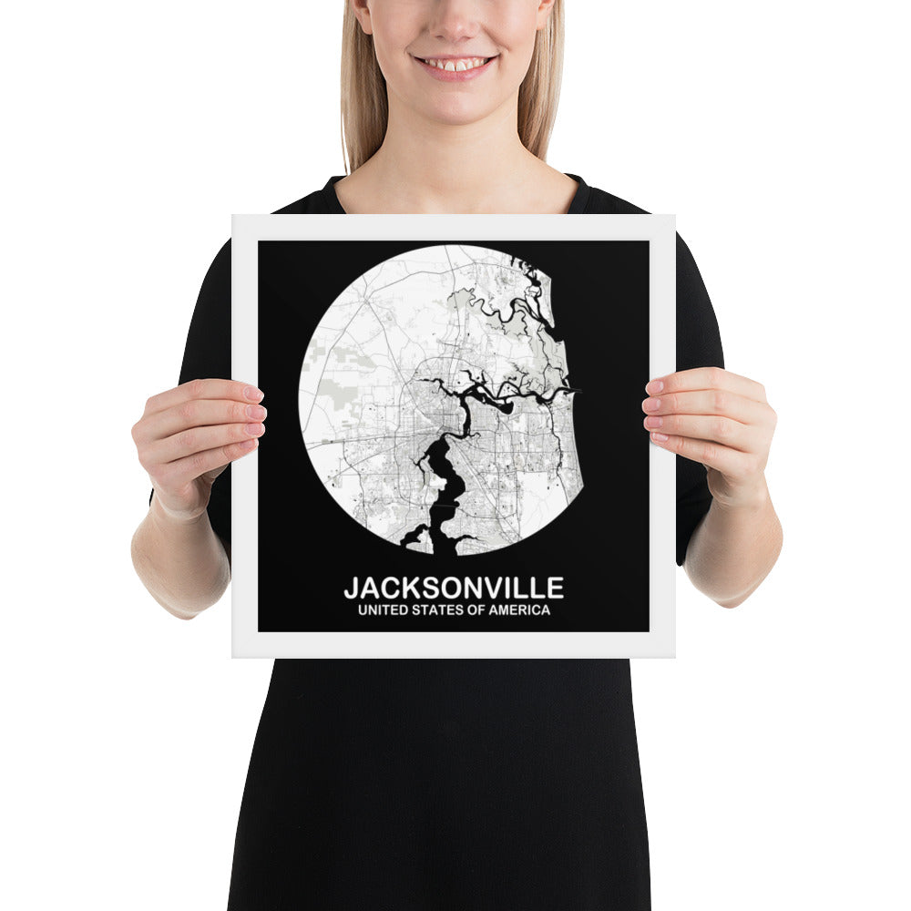 Jacksonville Circular White Framed Map