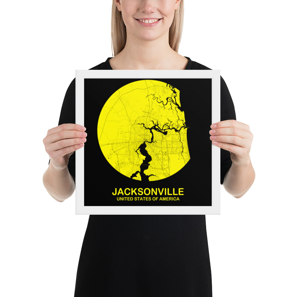 Jacksonville Circular Yellow Framed Map