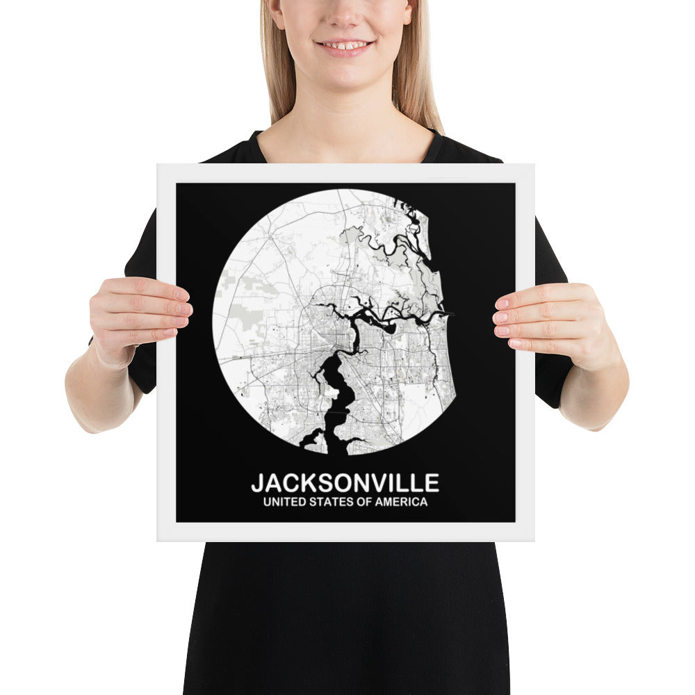 Jacksonville Circular White Framed Map