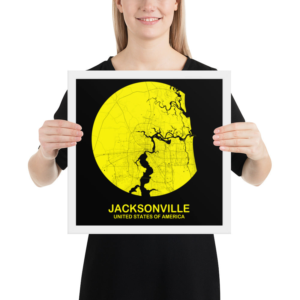 Jacksonville Circular Yellow Framed Map