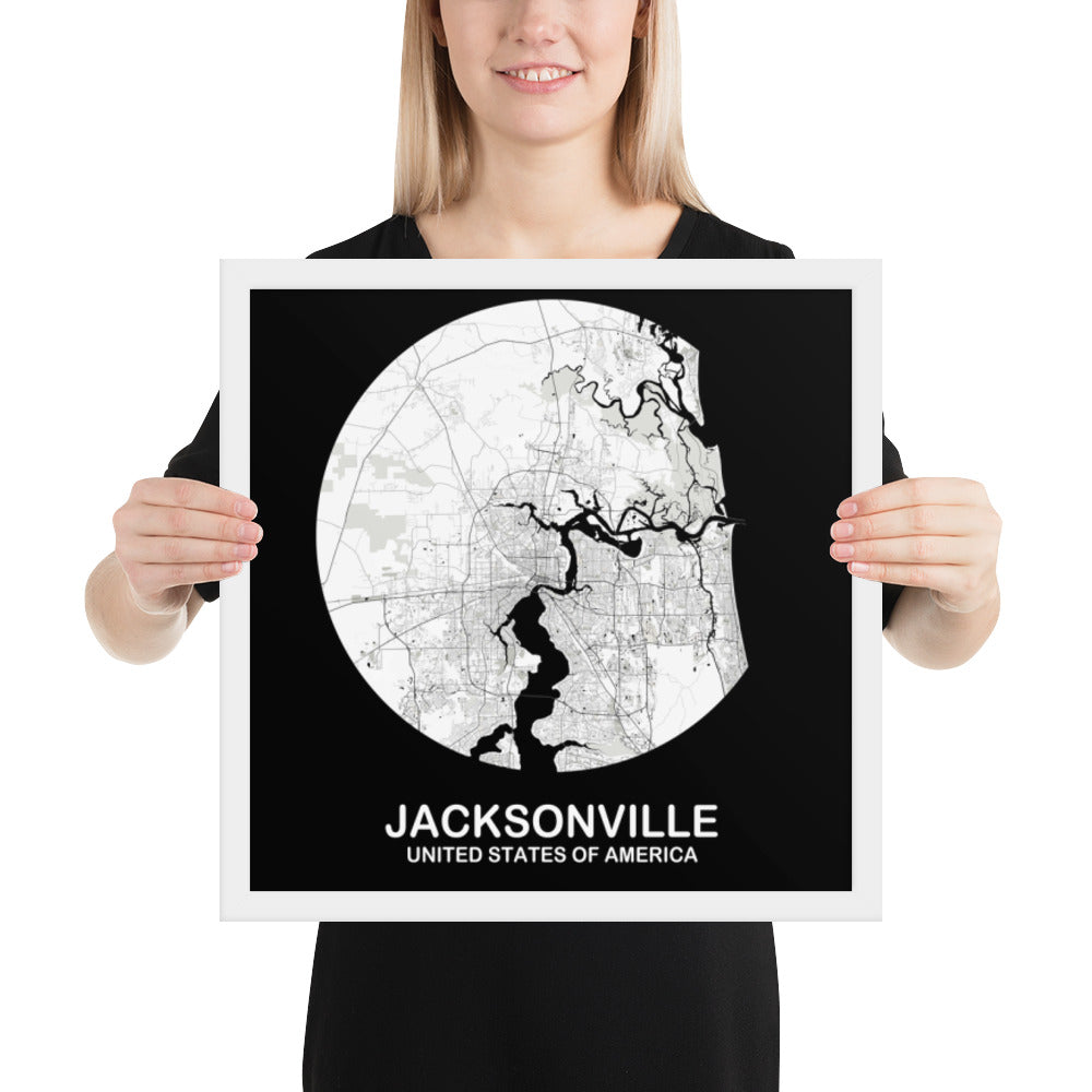 Jacksonville Circular White Framed Map