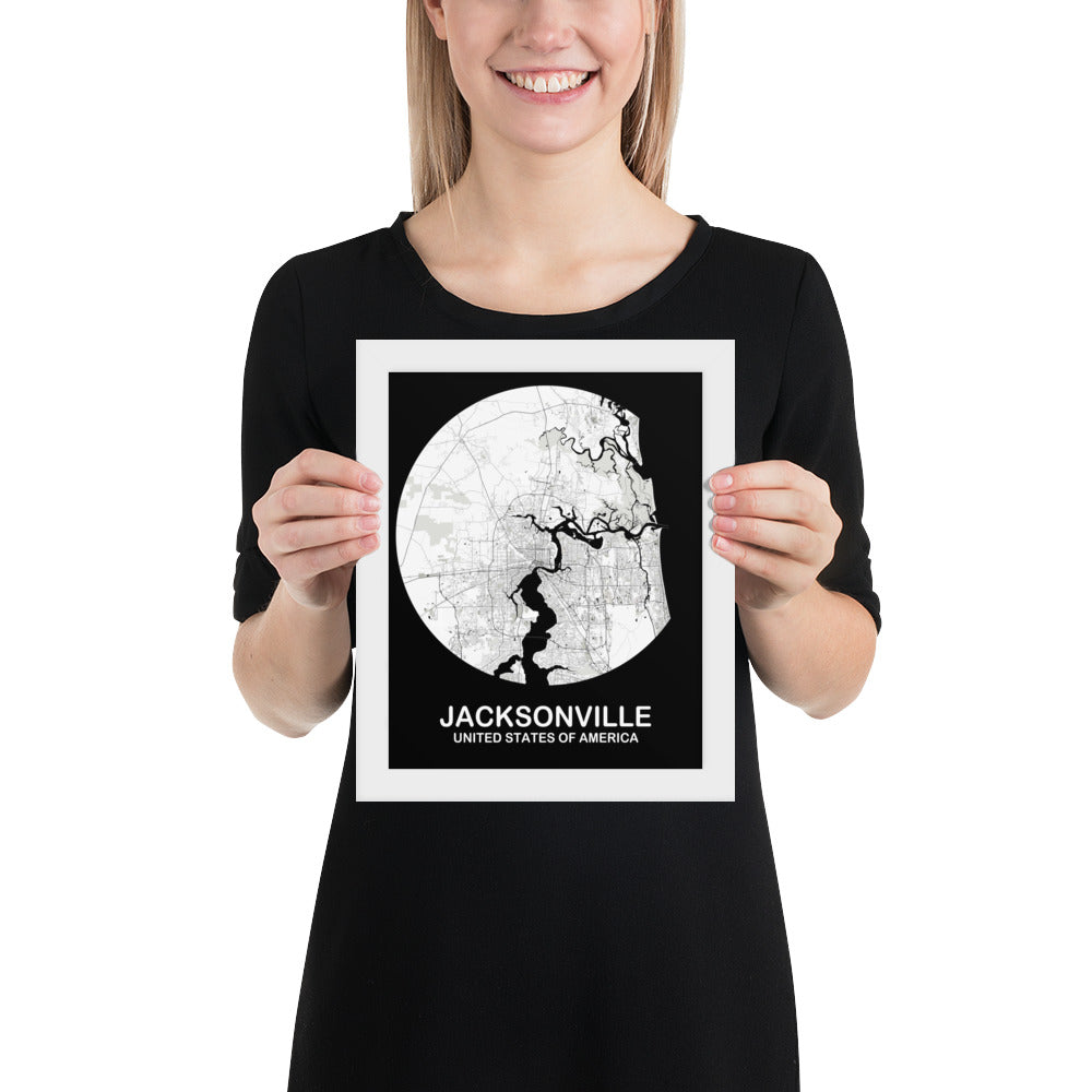 Jacksonville Circular White Framed Map