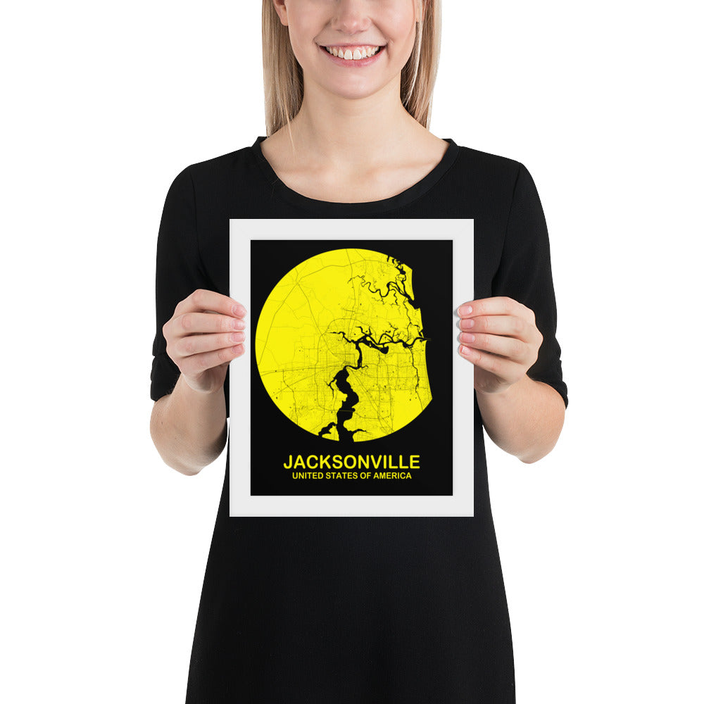 Jacksonville Circular Yellow Framed Map