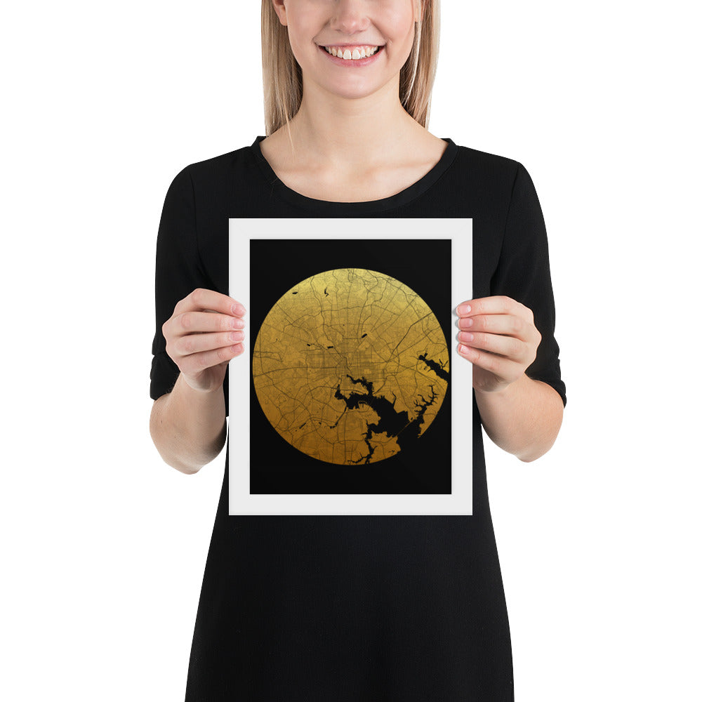 Baltimore Gold on Black Framed Map