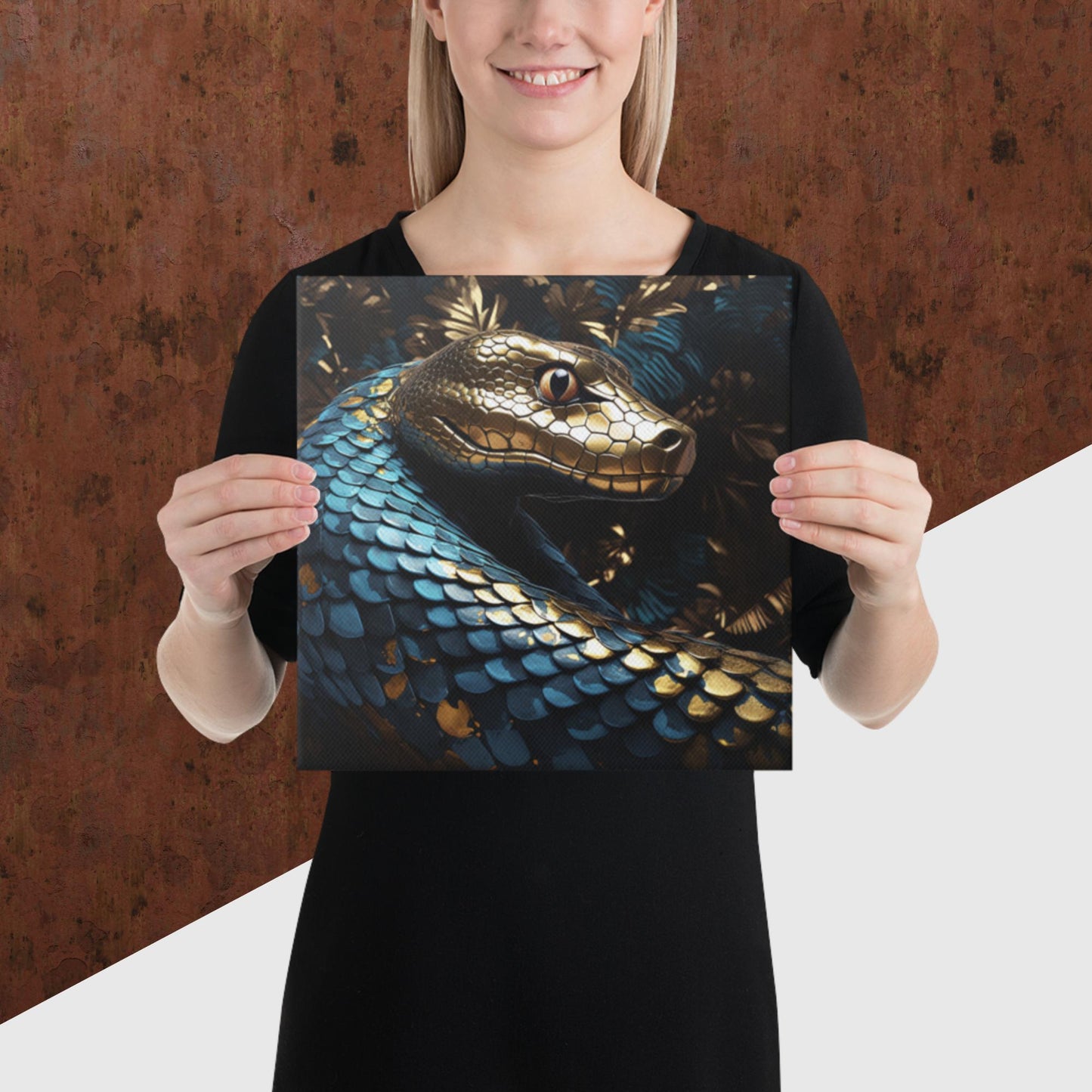 Blue Gold Snake Canvas Poster