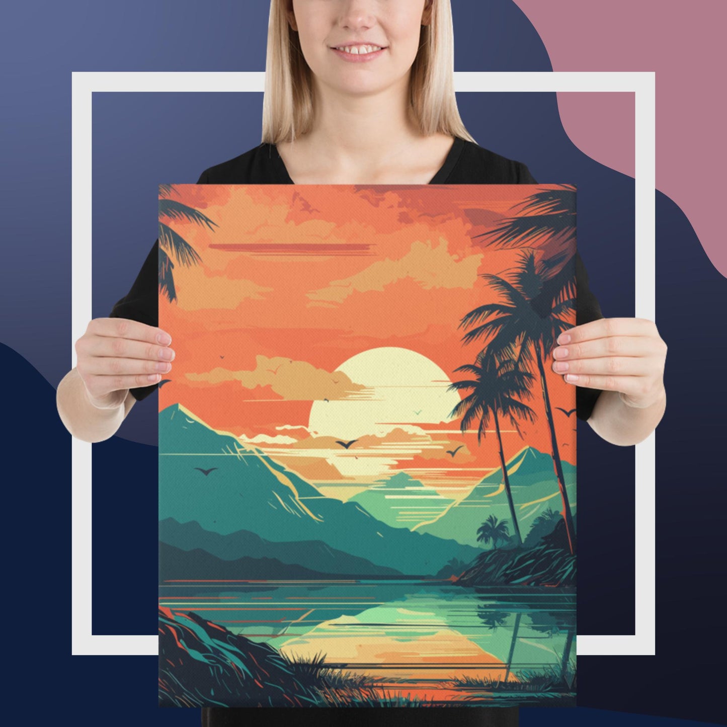 Rainforest Lake Mountains Canvas Poster