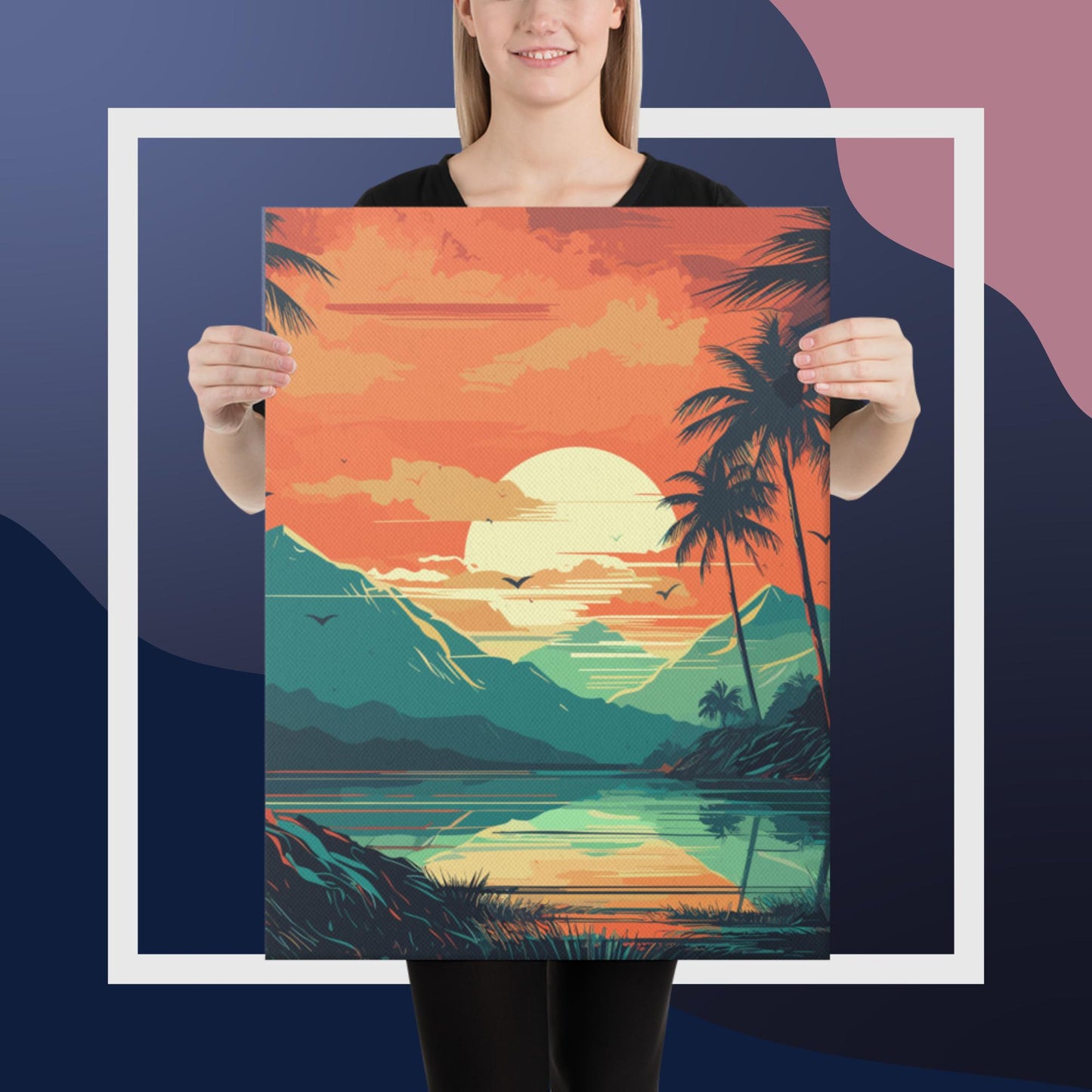 Rainforest Lake Mountains Canvas Poster