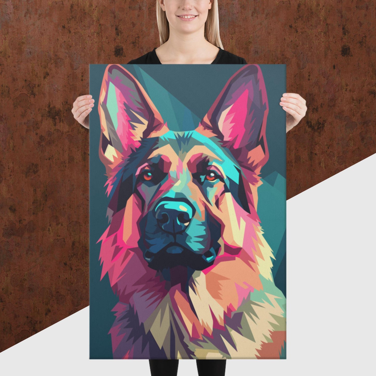 Green and Pink Dog Canvas Poster