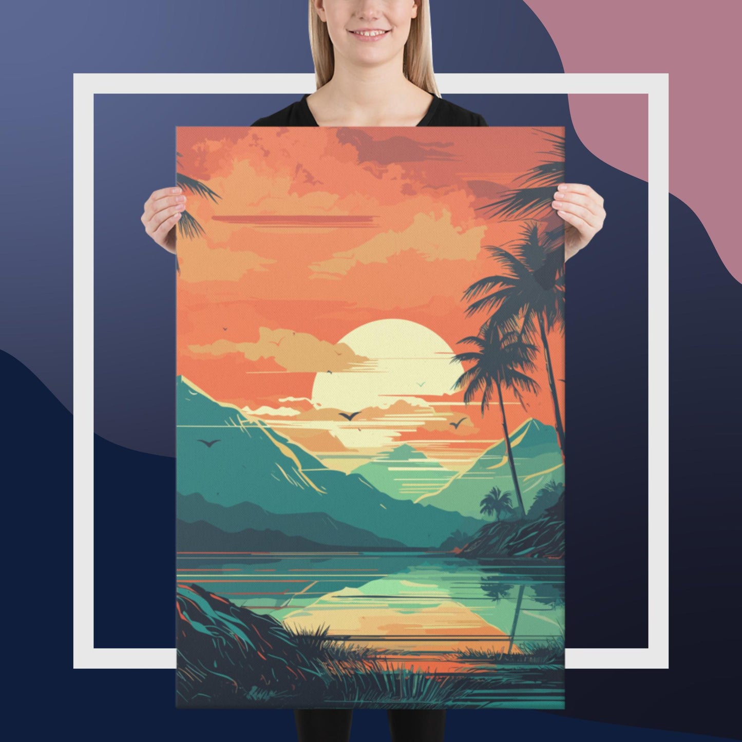 Rainforest Lake Mountains Canvas Poster