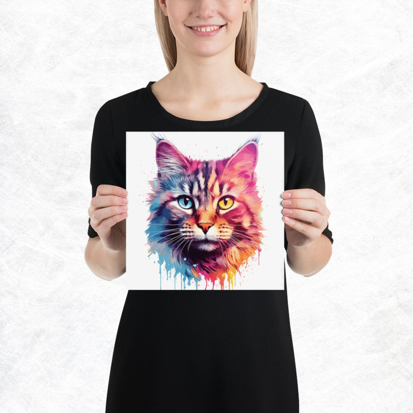 Rainbow Paint Cat Paper Poster