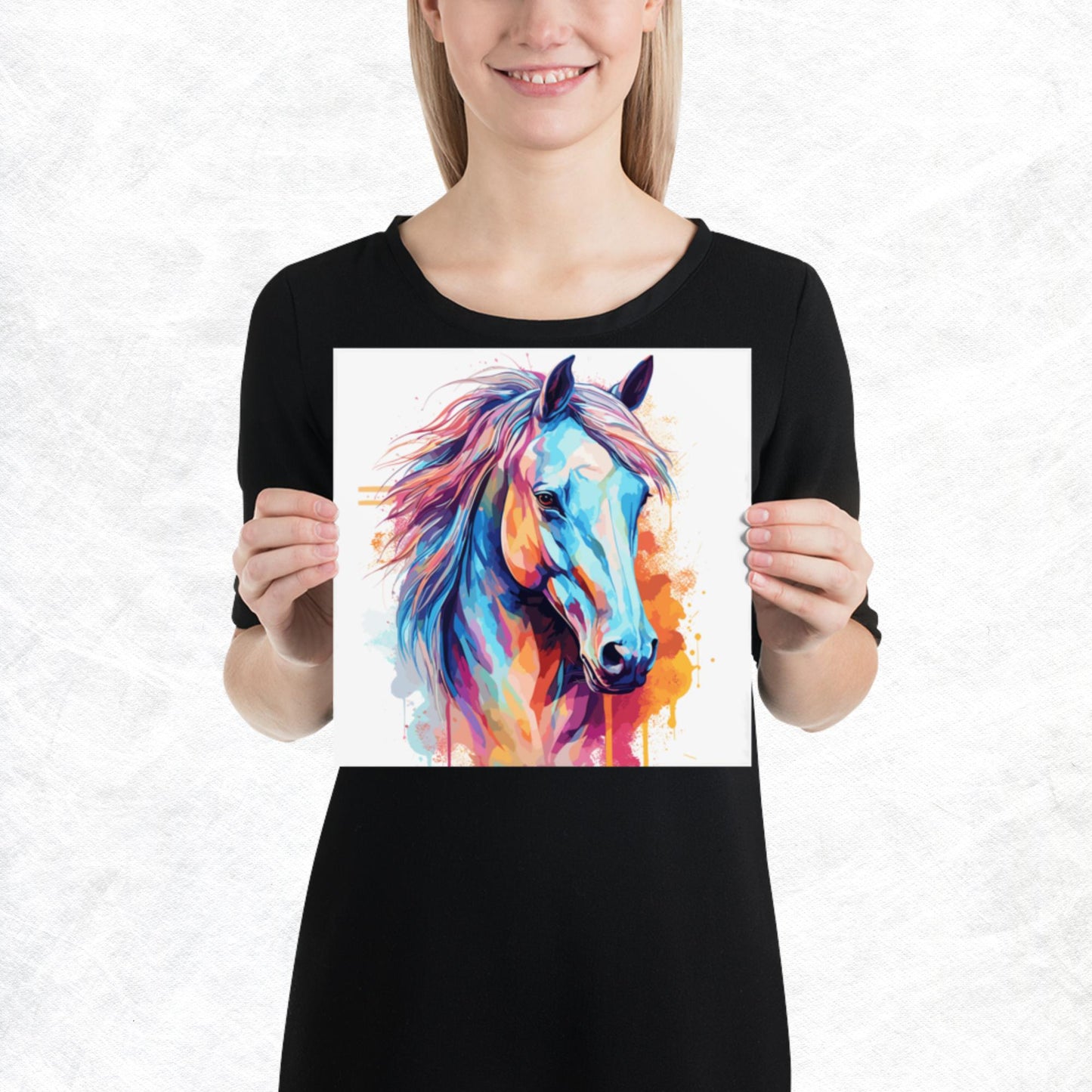 Rainbow Paint Horse Paper Poster