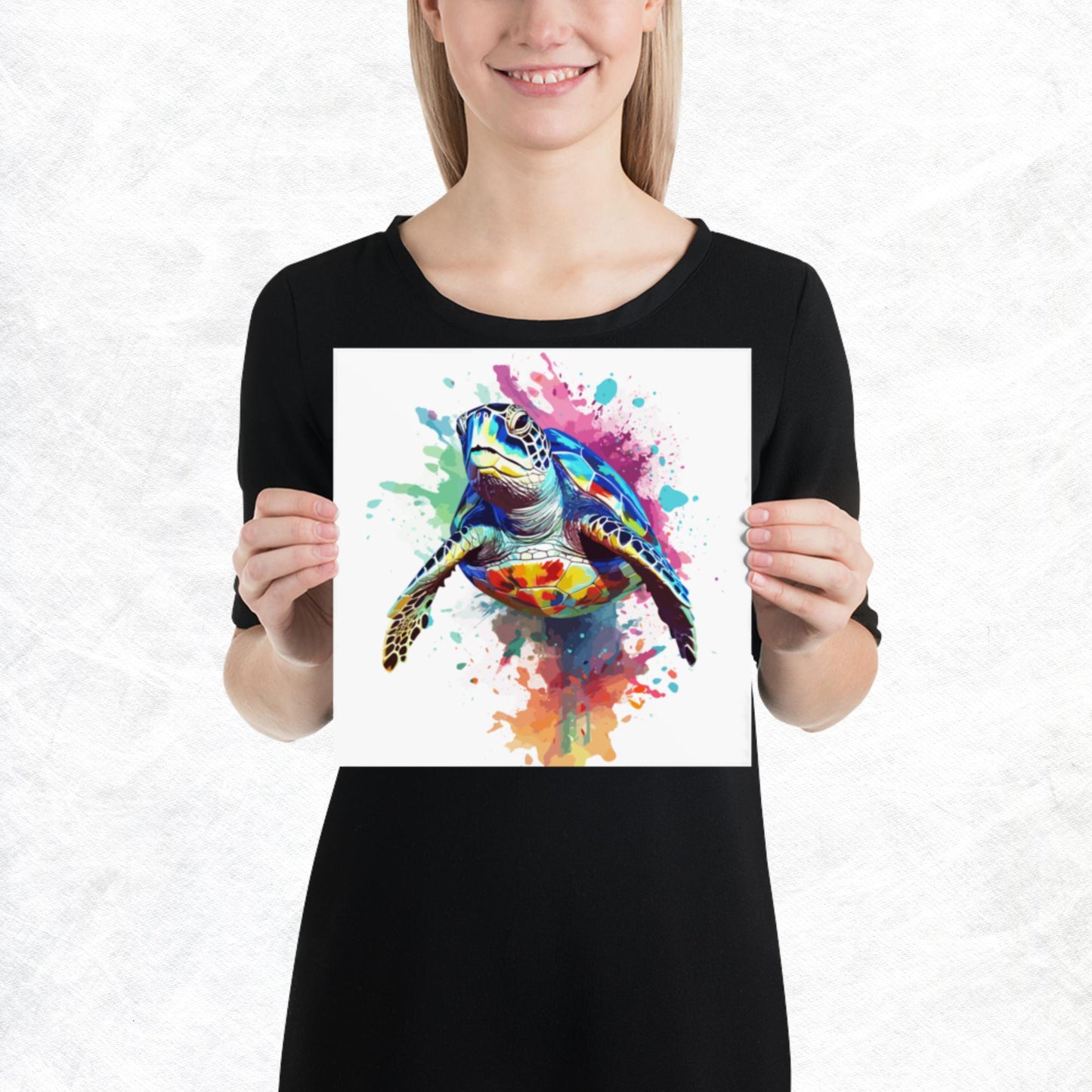 Rainbow Paint Turtle Paper Poster