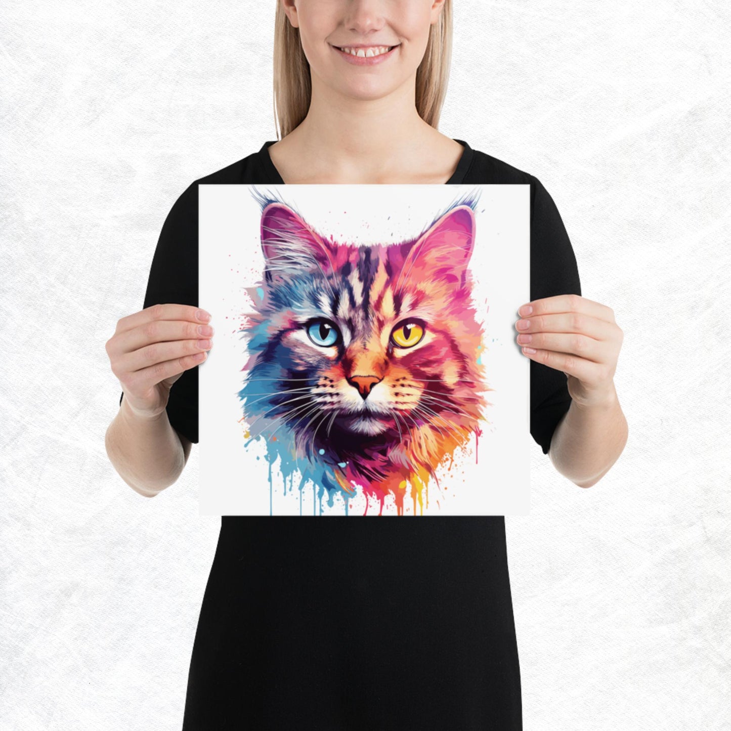 Rainbow Paint Cat Paper Poster